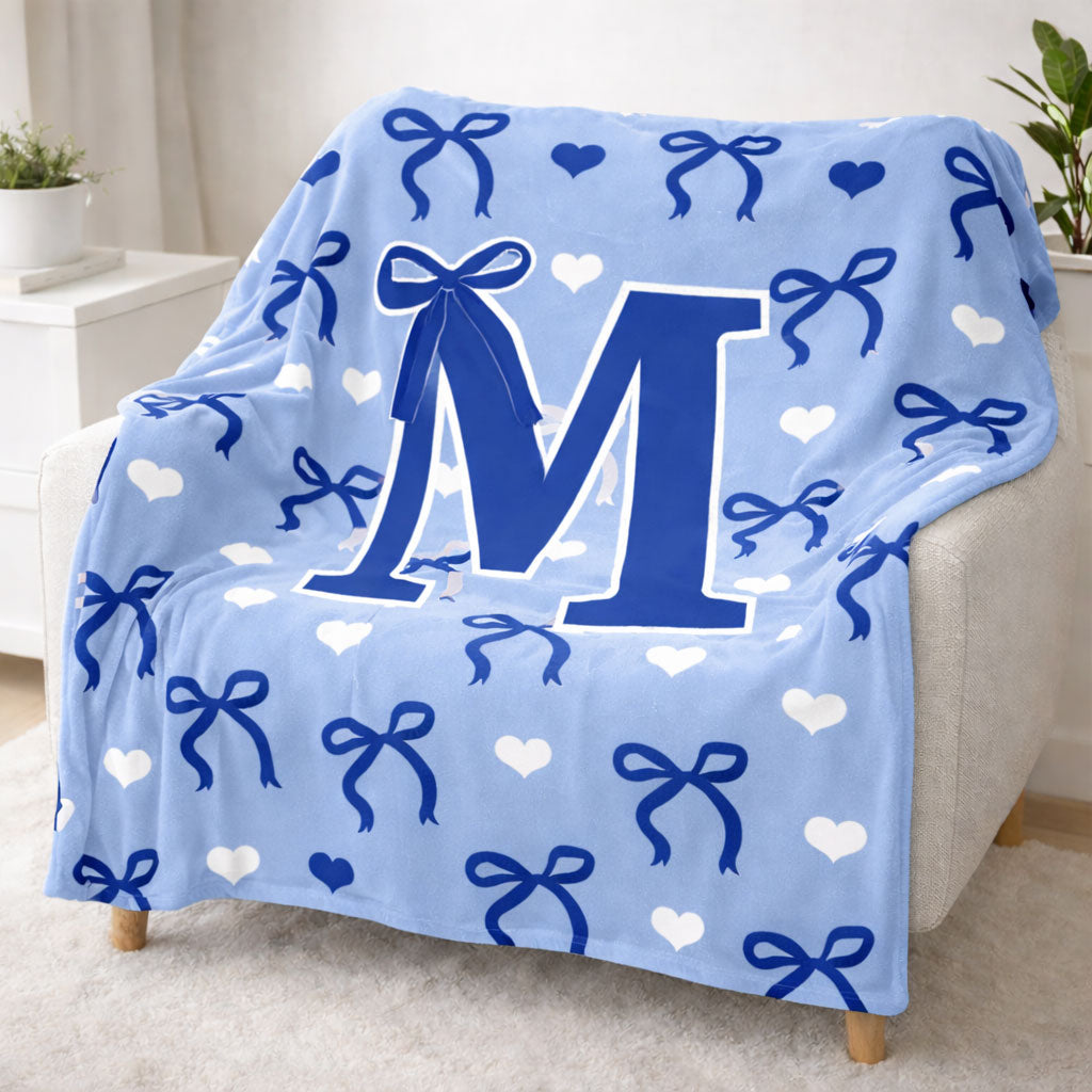Sweetheart Ribbon Monogram – Royal Blue WN0403004CL Fleece Blanket