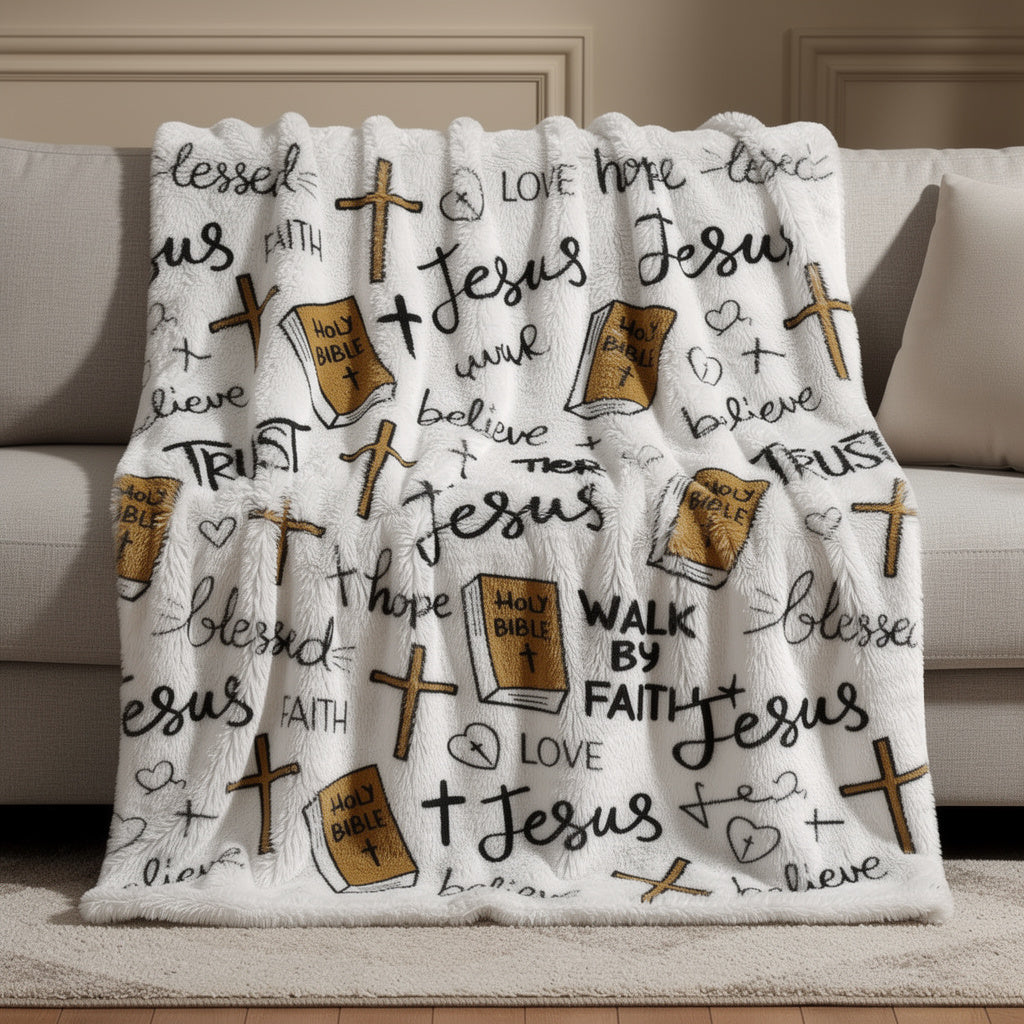 Peaceful Faithful WJ0403001CL Faux Fur Throw Blanket