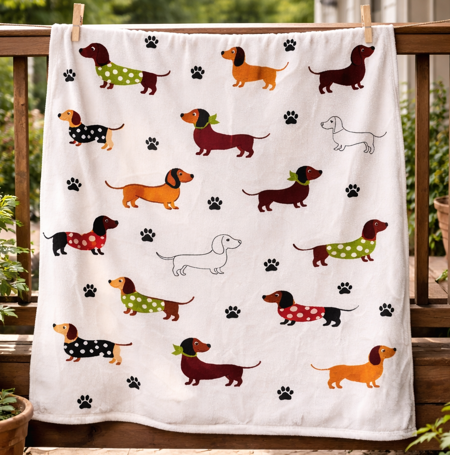Cute Dachshund WJ0902001CL Fleece Blanket