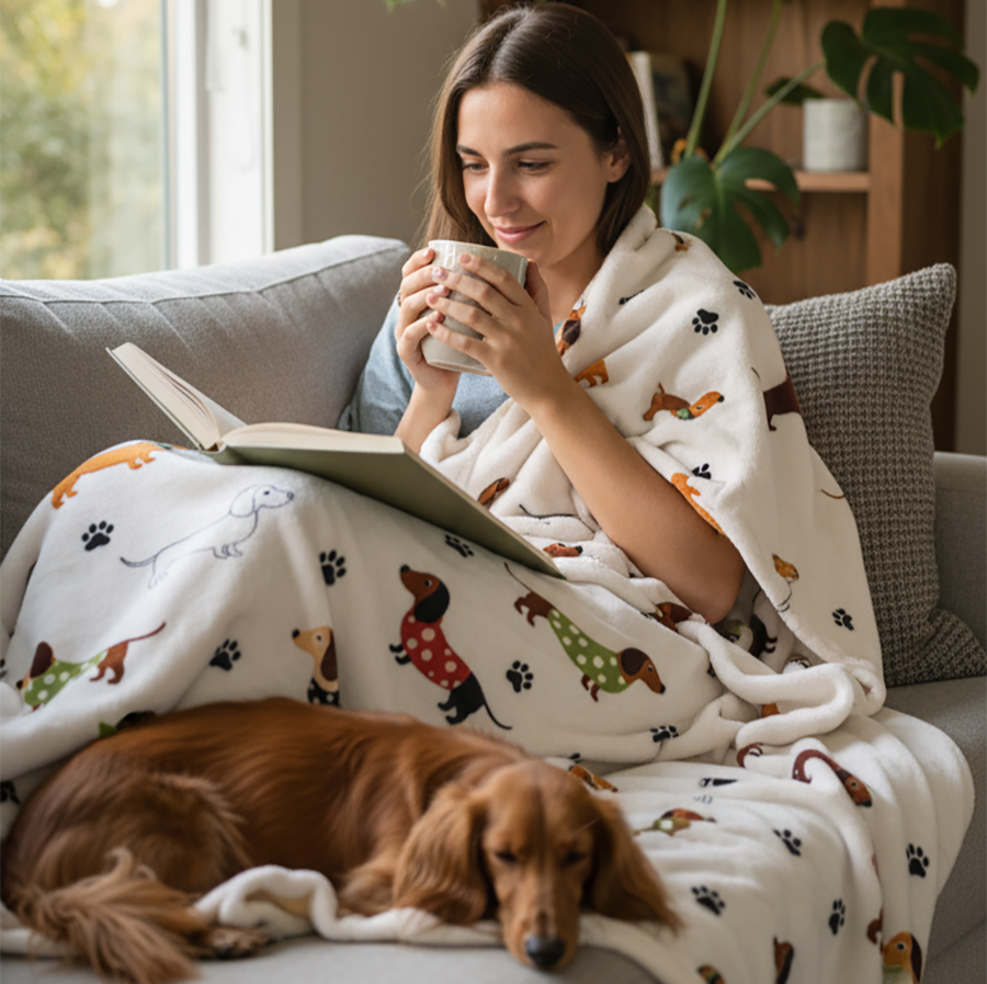 Cute Dachshund WJ0902001CL Fleece Blanket