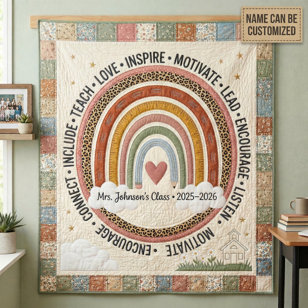 Personalized Teach With Love Lead With Heart XR0304003CL Quilt Blanket
