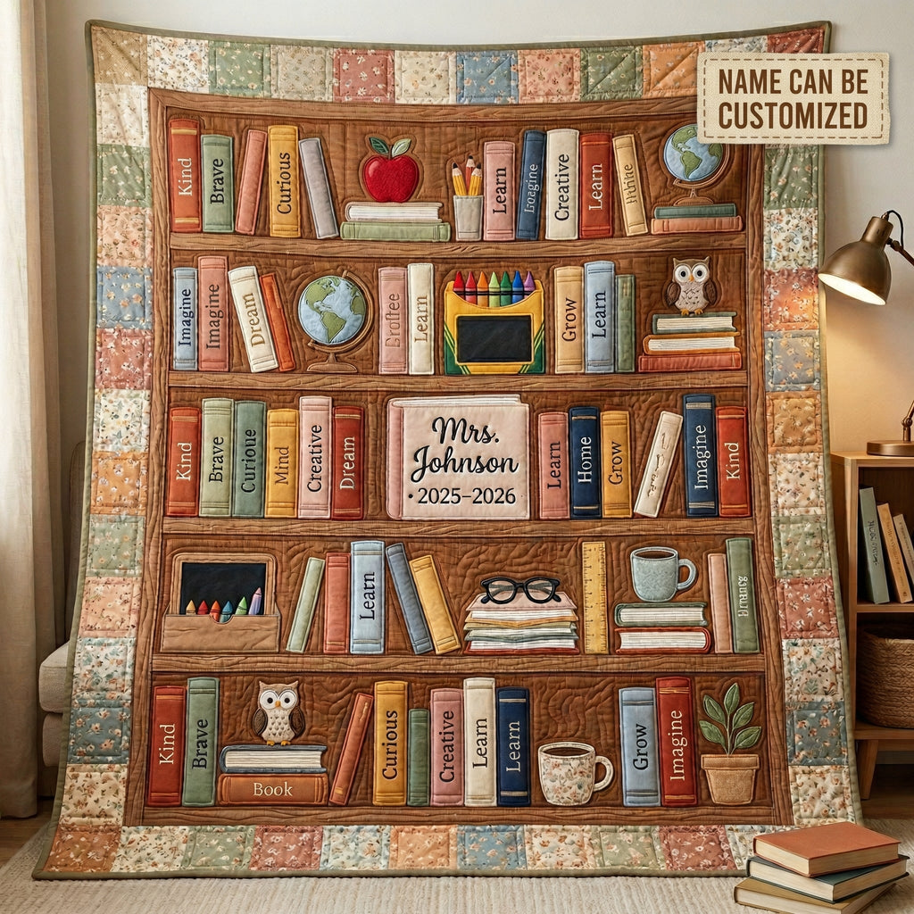 Personalized The Bookshelf of a Teacher’s Legacy XR0304004CL Quilt Blanket