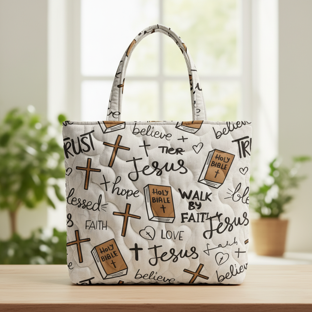 Peaceful Faithful WJ0403005CL Quilted Tote Bag