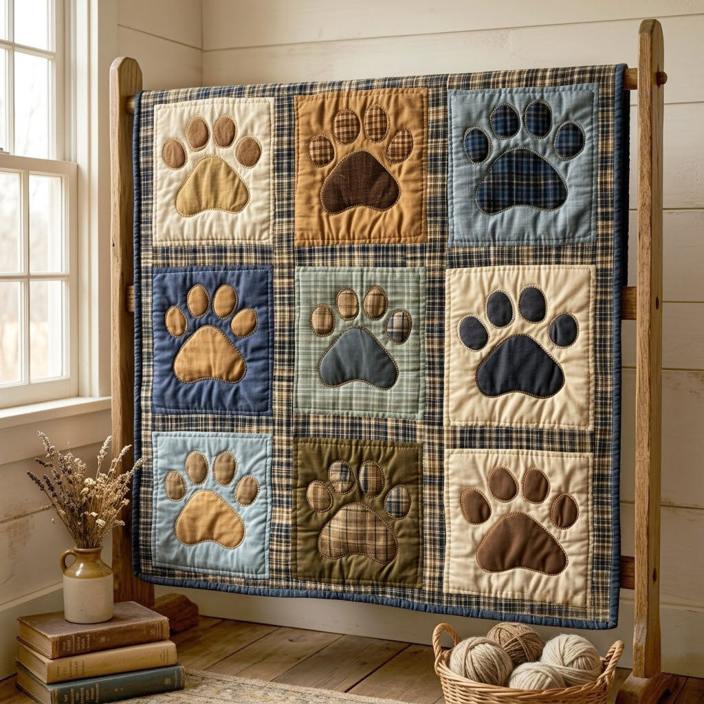 Dog Paw Lover Patchwork WN1103001CL Quilt Blanket