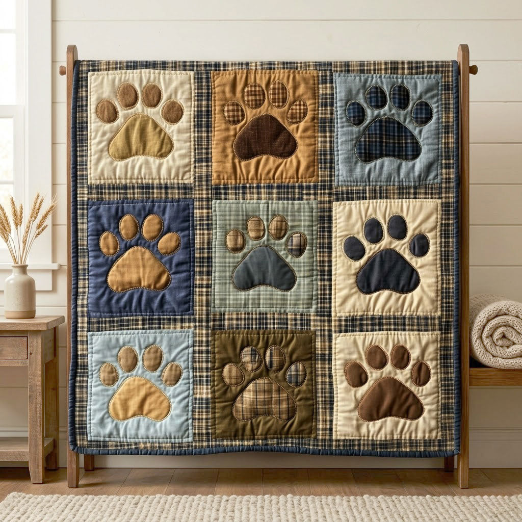 Dog Paw Lover Patchwork WN1103001CL Quilt Blanket