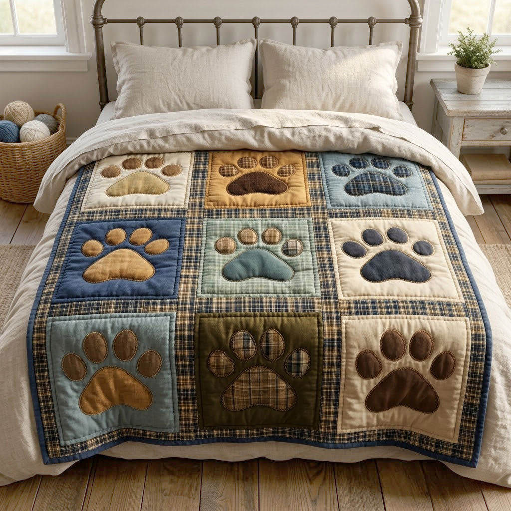 Dog Paw Lover Patchwork WN1103001CL Quilt Blanket