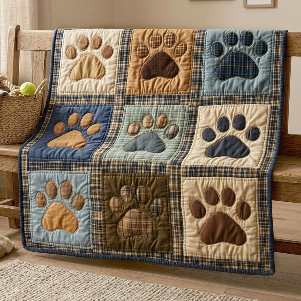 Dog Paw Lover Patchwork WN1103001CL Quilt Blanket