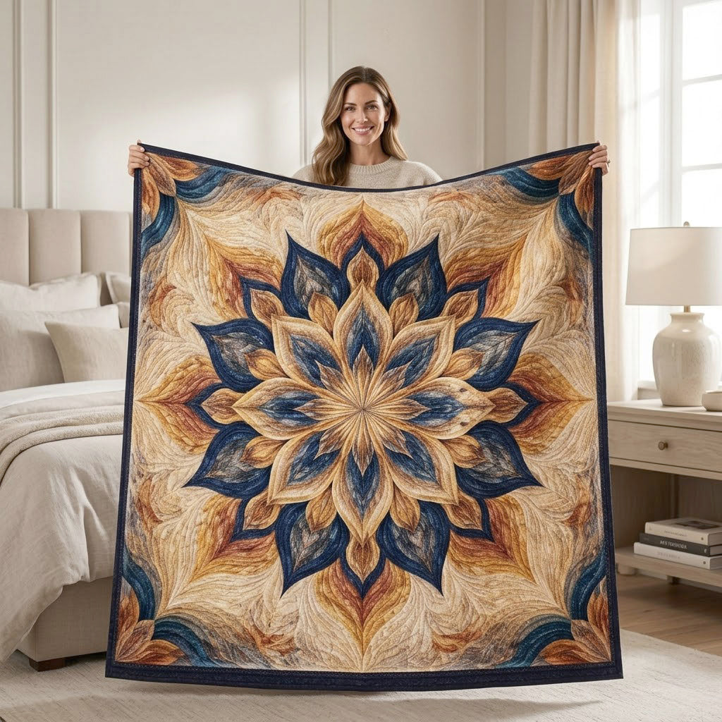 Midnight Bloom Mandala WN1803002CL Quilt Blanket
