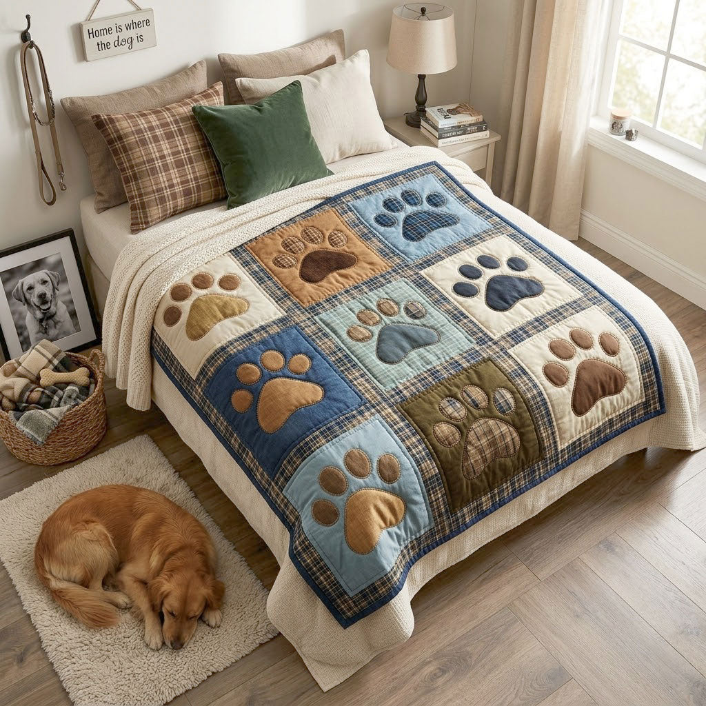 Dog Paw Lover Patchwork WN1103001CL Quilt Blanket